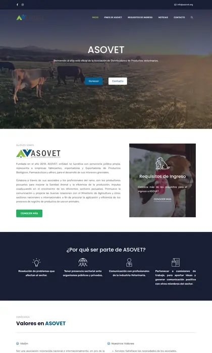 Página web diseñada por Blue Ark Solutions para ASOVET, asociación de distribuidores de productos veterinarios