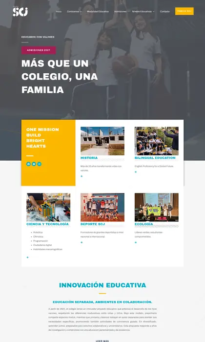 Página web diseñada por Blue Ark Solutions para Colegio Sagrado Corazón, colegio en la zona 16 de Guatemala