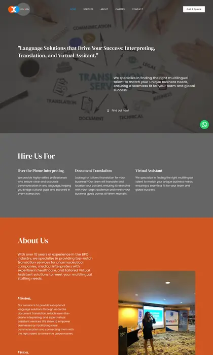 Página web diseñada por Blue Ark Solutions para Con3xión, servicios de interpretación y traducción