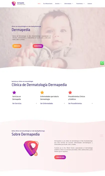Página web diseñada por Blue Ark Solutions para Dermapedia, clínica de dermatología en Quetzaltenango