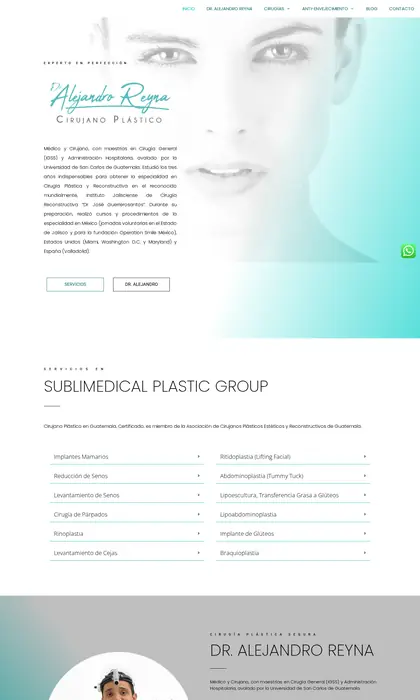 Página web diseñada por Blue Ark Solutions para Dr. Alejandro Reyna, cirujano plástico