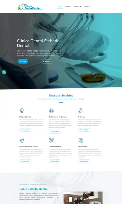 Página web diseñada por Blue Ark Solutions para Esthetic Dental Center, clínica dental en Guatemala