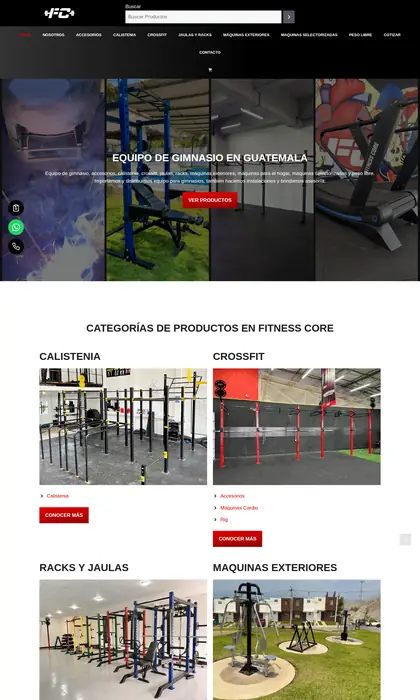 Página web diseñada por Blue Ark Solutions para Fitness Core, equipo de gimnasio en Guatemala
