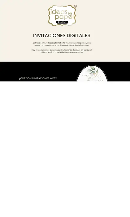 Página web diseñada por Blue Ark Solutions para Ideas Digital, invitaciones digitales