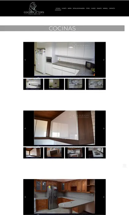 Página web diseñada por Blue Ark Solutions para INDUBOS Cocinas, cocinas y tops en Guatemala