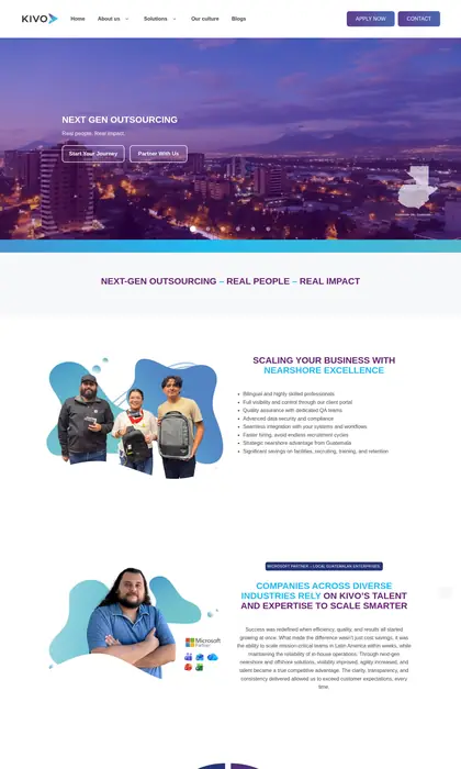 Página web diseñada por Blue Ark Solutions para KIVO