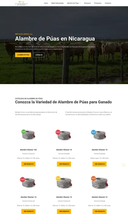 Página web diseñada por Blue Ark Solutions para Metales Croce Nicaragua, alambre de púas en Nicaragua