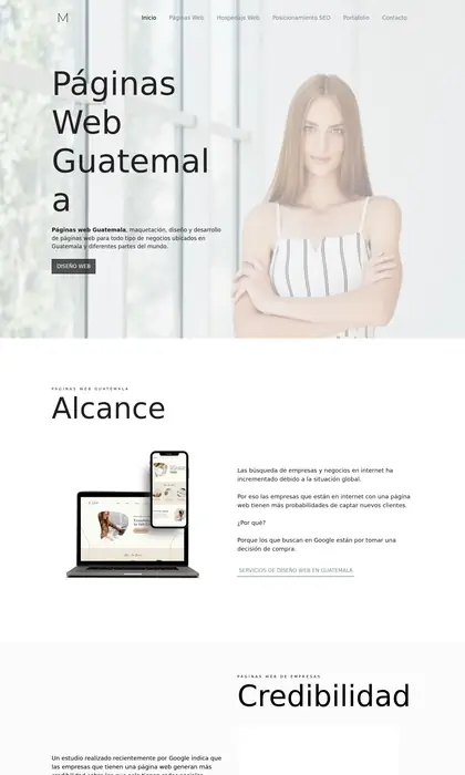 Página web diseñada por Blue Ark Solutions para Moderna Web, páginas web en Guatemala