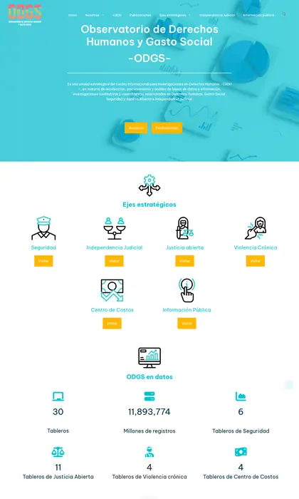 Página web diseñada por Blue Ark Solutions para ODGS, observatorio de derechos humanos y gasto social