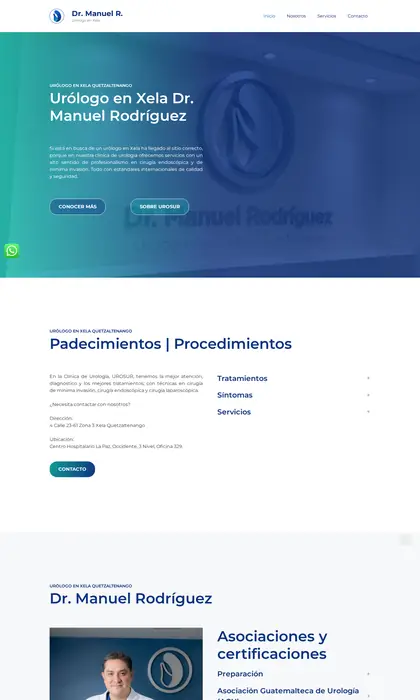 Página web diseñada por Blue Ark Solutions para Dr. Manuel Rodríguez, urólogo en Quetzaltenango