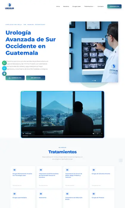 Página web diseñada por Blue Ark Solutions para UROSUR, urología en Quetzaltenango