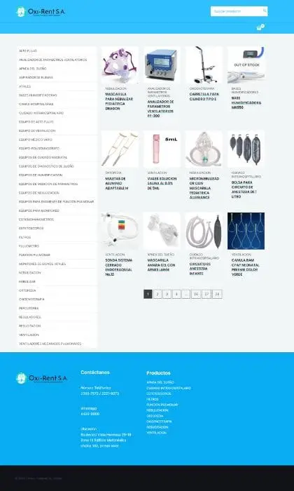 Página web para Oxirent, renta de equipo médico en Guatemala