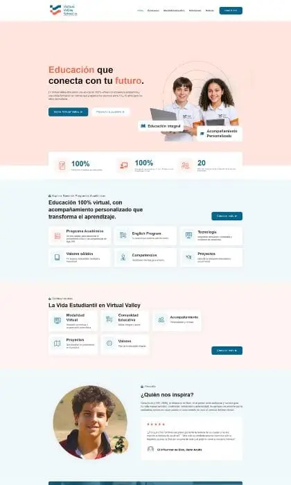 Página web para el Colegio Virtual Valley School en Guatemala