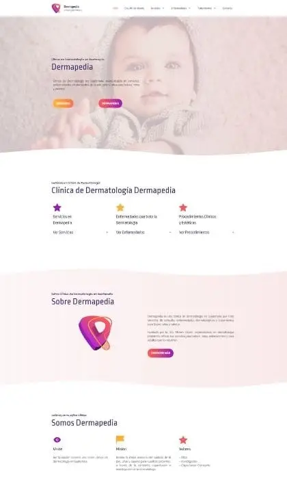 Página web para Dermapedia, clínica dermatológica en Guatemala