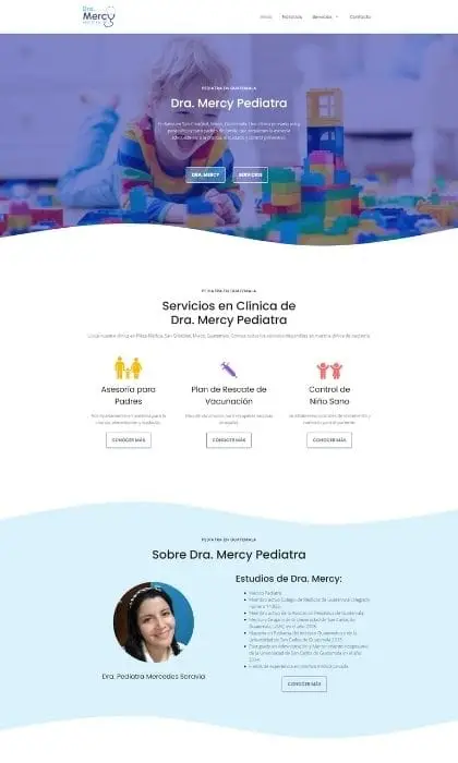 Página web para la Dra. Mercy Saravia, pediatra en Guatemala