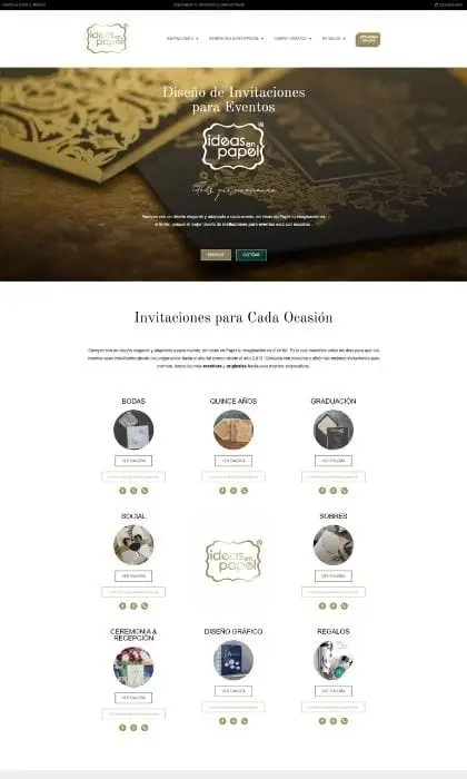 Página web para Ideas en Papel, papelería y artículos de oficina