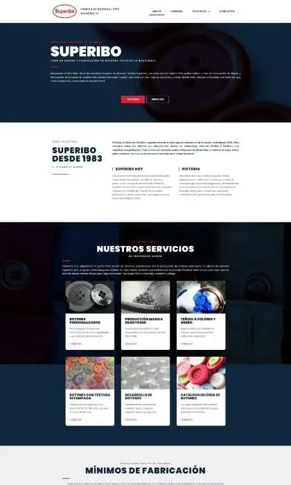 Página web para Fábrica Superibo, fabricante de botones en Guatemala