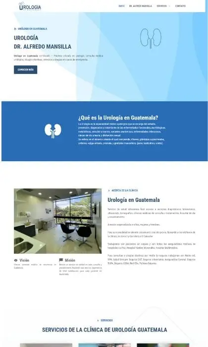 Página web para el Dr. Mansilla, urólogo en Guatemala
