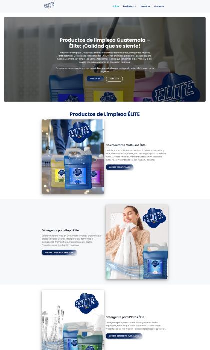 Productos de Limpieza Élite Página Web en Guatemala Creada por Blue Ark Solutions